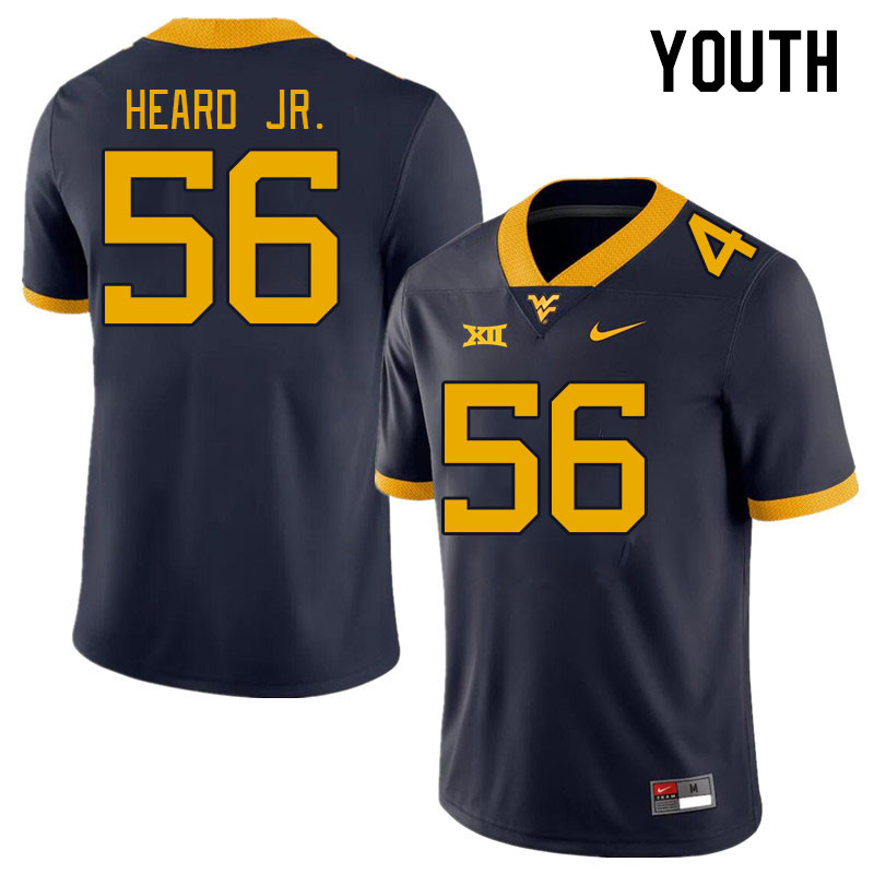 Youth #56 James Heard Jr. West Virginia Mountaineers College Football Jerseys Stitched Sale-Navy